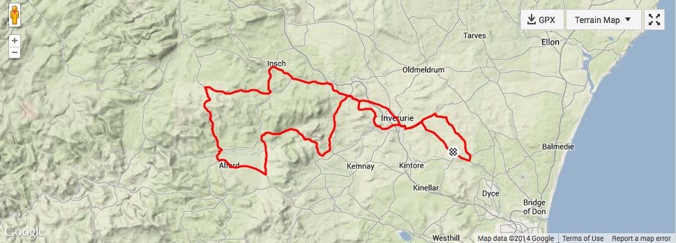Inverurie to Suie and home cycle route